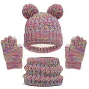 LUOGENLI Hats for Girls 14-16 Kids Winter Hat Gloves Scarf Set Girls Toddler Children Hats with Pom Knit Neck Warmer Gaiter Mittens Lined Set Sun Hats for Girls 8-10 Hats for Toddler Girls 3-5